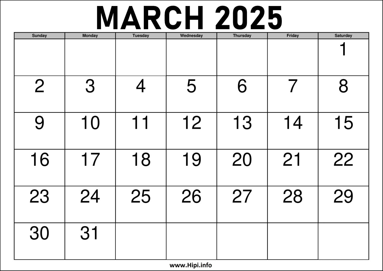 2025 March Calendar Printable with Holidays Hipi.info