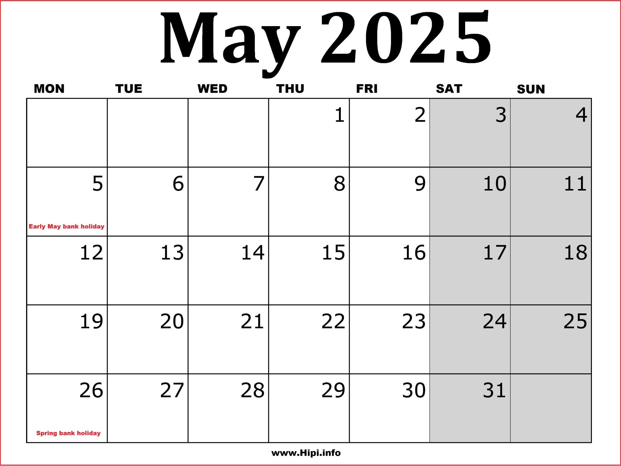 May 2025 Printable UK Calendar - 2025 May UK Calendar 01 2048x1536 