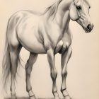 White Horse Standing Wall Art