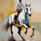 Man riding White Horse Wall Art