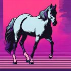 Horse Standing Wall Art Pink Background