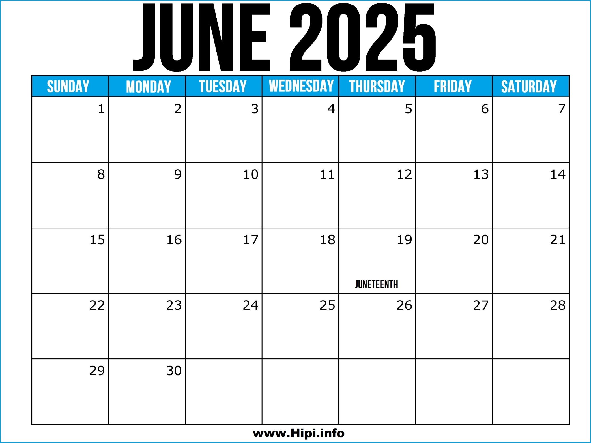 June 2025 Printable United States Calendar Hipi.info