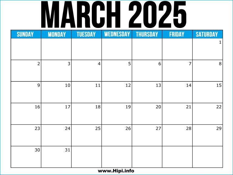 March 2025 Calendar Printable US Hipi.info