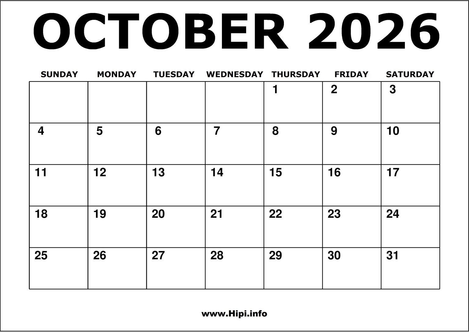 October - November 2026 Printable Calendar - Hipi.info
