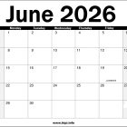 June 2026 Calendar Printable with holidays June-2026-Calendar