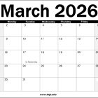 March 2026 Printable Calendar with holidays March-2026-Calendar