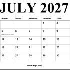 2027 July Calendar with holidays July-2027-Printable-Calendar