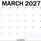 March 2027 Printable Calendar March-2027-USA-Calendar